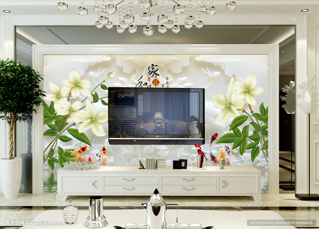 花开富贵牡丹玉雕背景