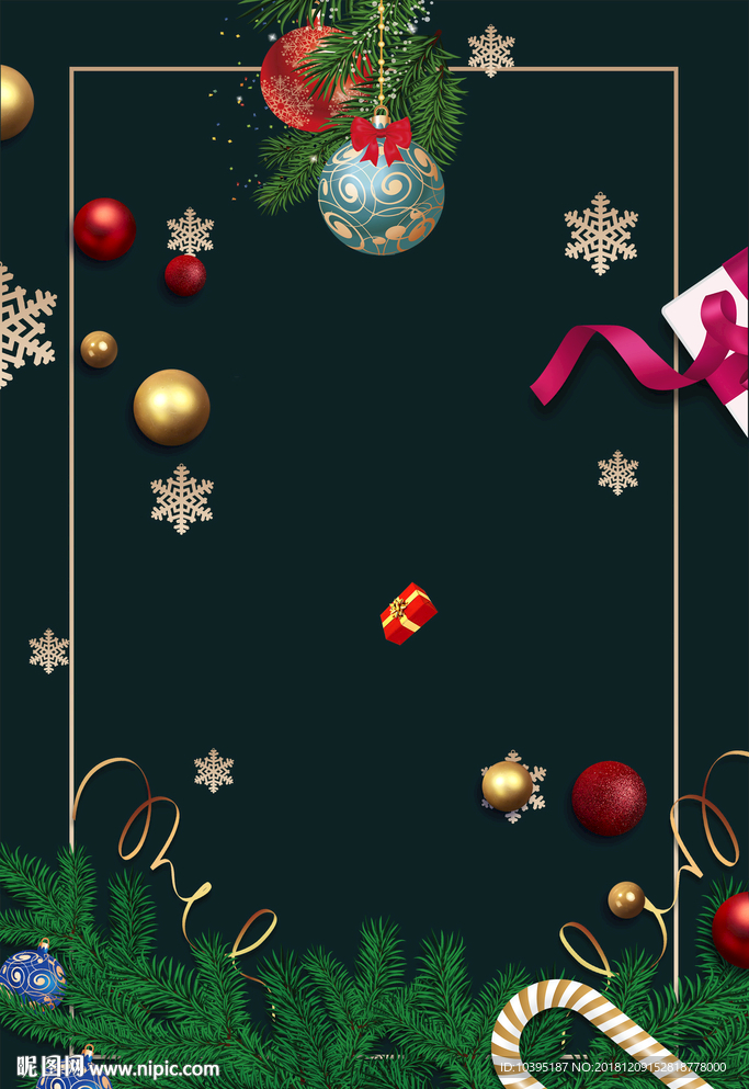 圣诞节绿色海报展板宣传页