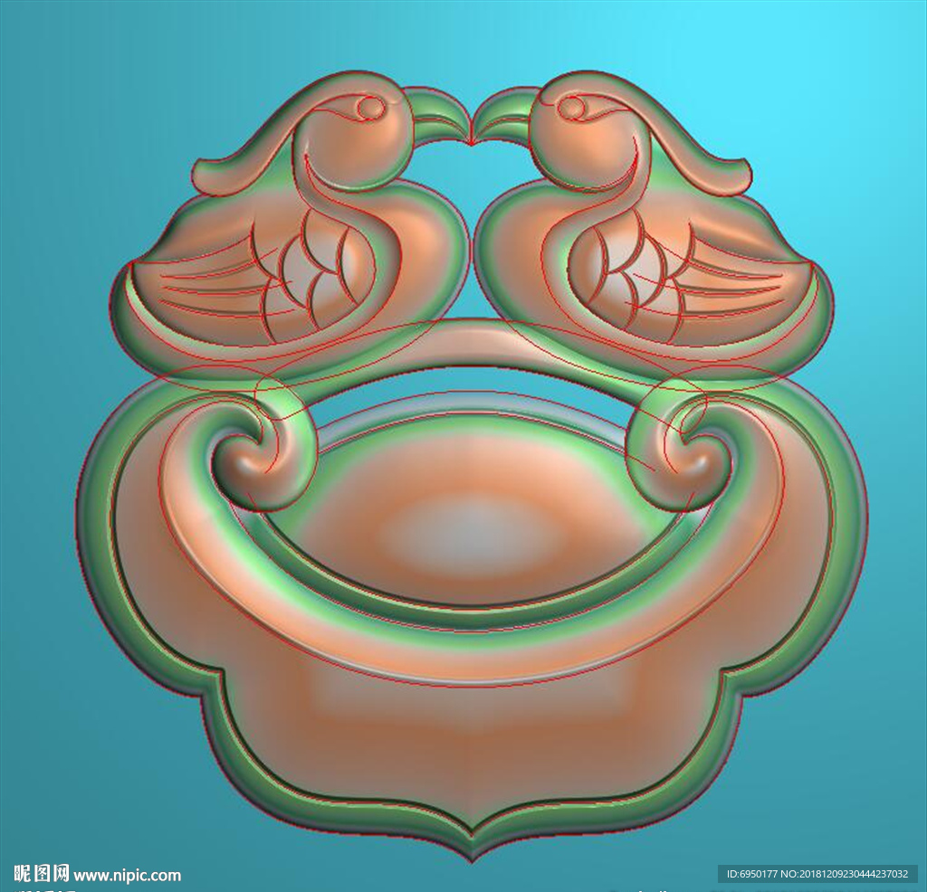 镂空鸳鸯双鸟平安锁挂件精雕浮雕