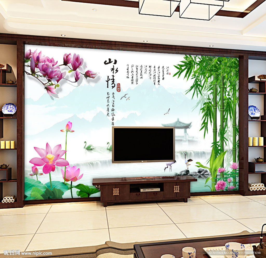 电视背景墙 背景墙 山水 风景