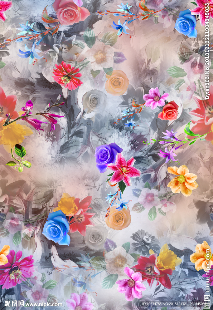 中国风旗袍花卉