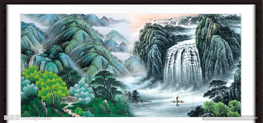 工笔中堂画 山水画 江山多娇