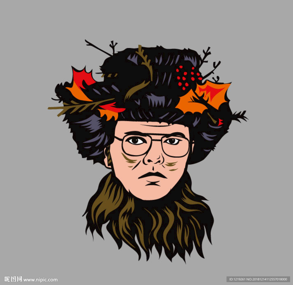 卡通男性头像 矢量图