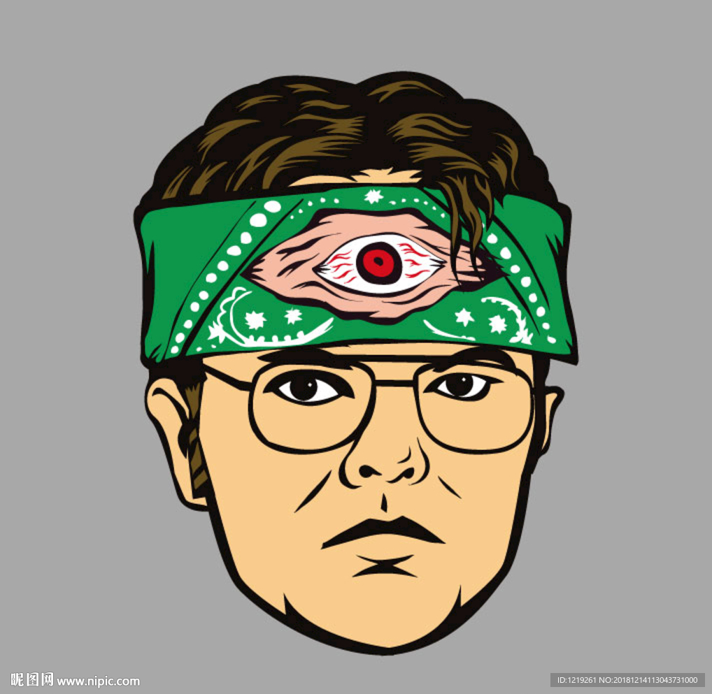 头巾男头像 矢量图
