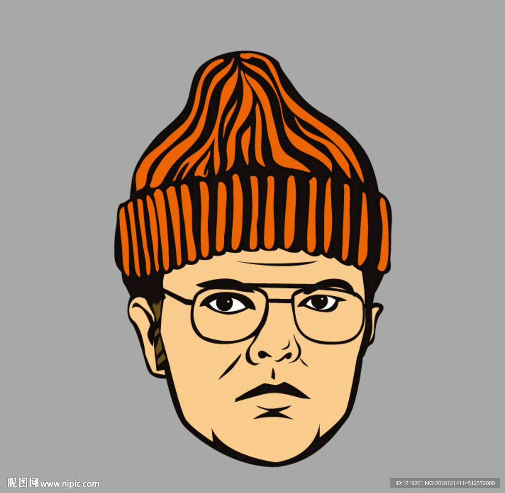 卡通男头像 矢量图