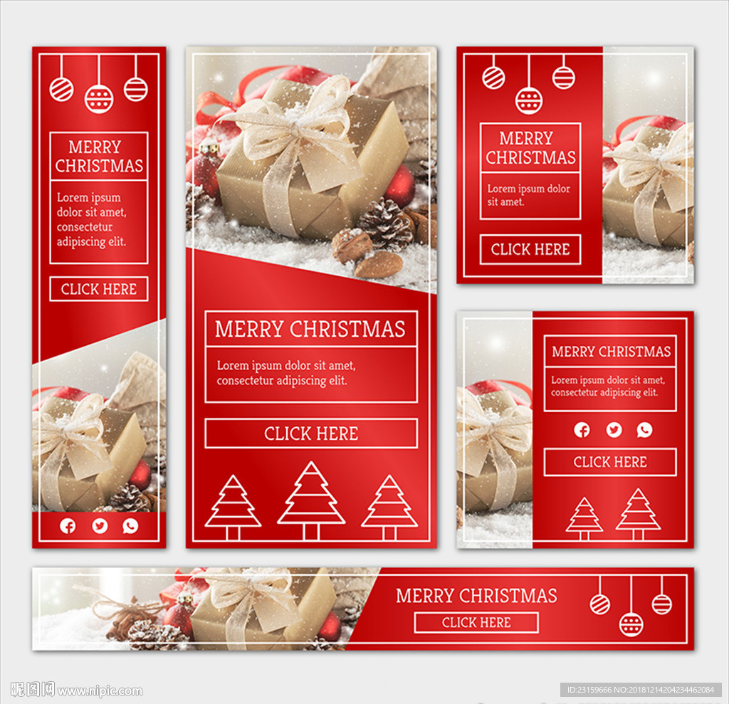 快乐圣诞节商场促销横幅海报