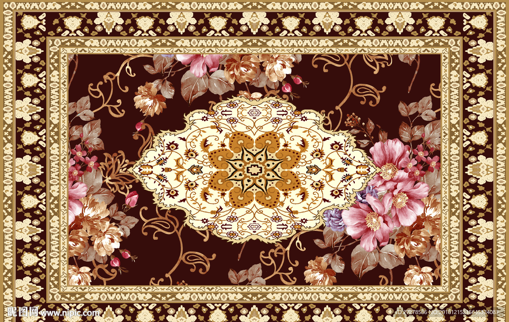 大型红金欧式地毯 现代地毯图案