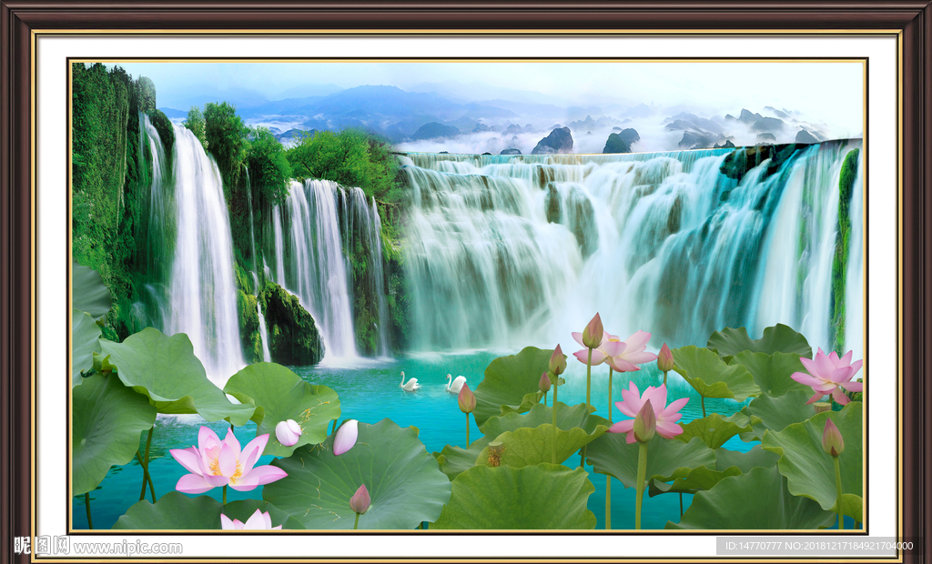 财源滚滚 荷花山水风景