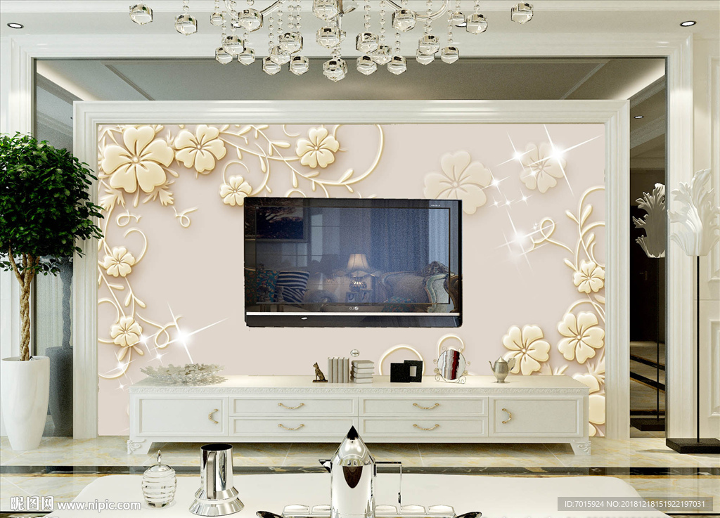 3D背景墙客厅玄关壁画壁纸