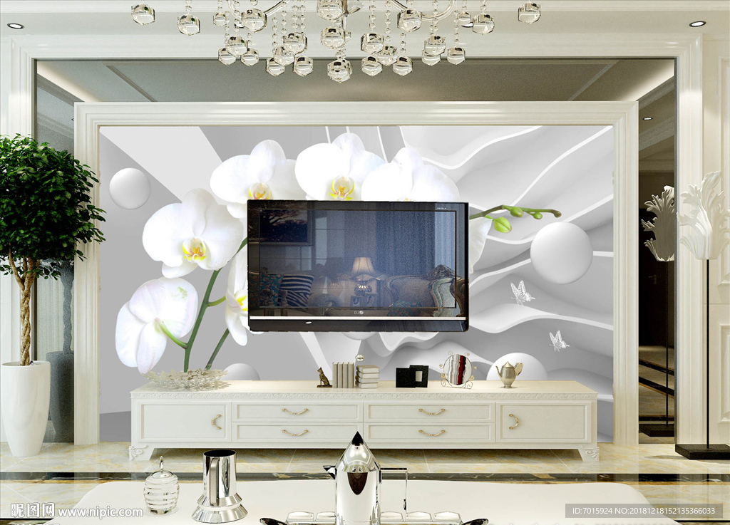 抽象树 透明 抽象花客厅背景墙