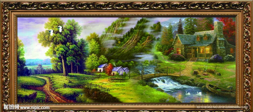 油画风景 山村油画 乡村油画