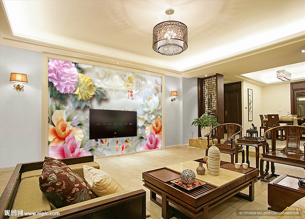 玉雕背景墙挂画高清图壁画