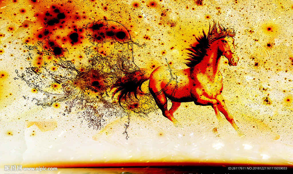 梦幻星空骏马电视背景墙