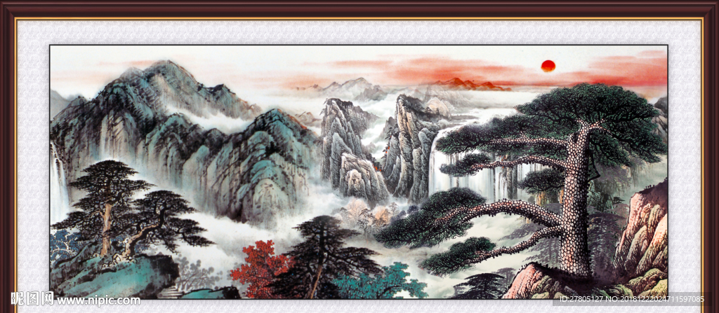 巨幅山水迎客松