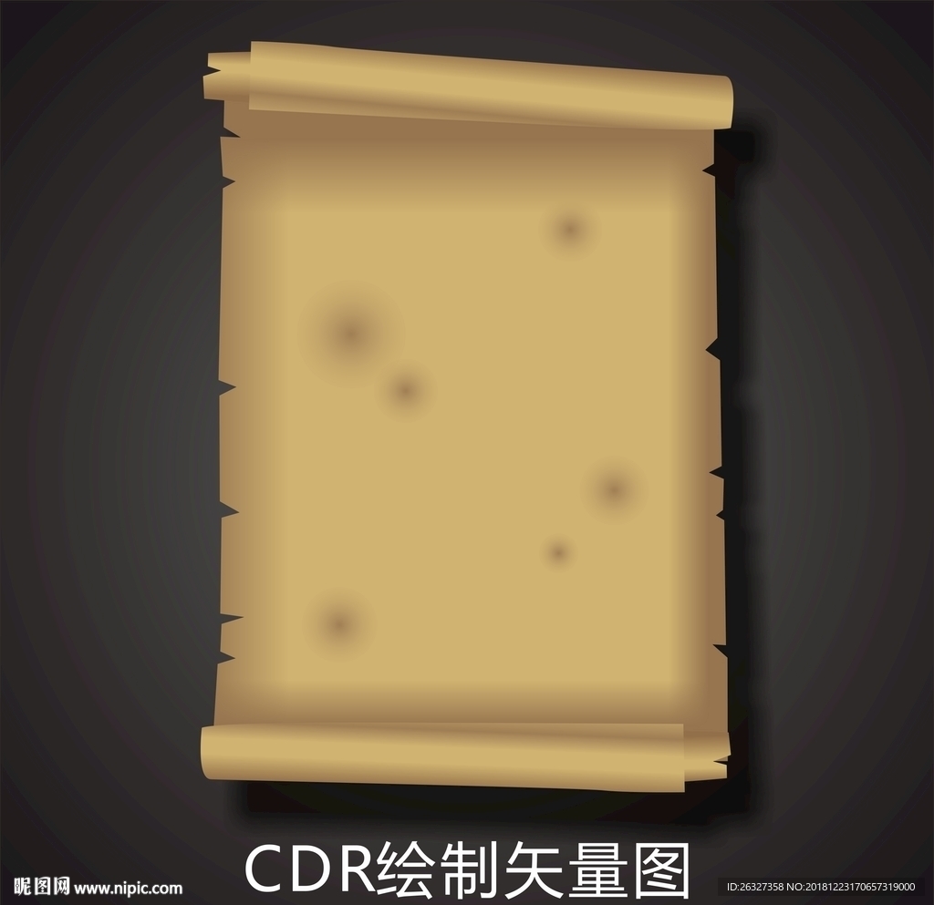 仿古羊皮卷牛皮纸卷轴矢量图