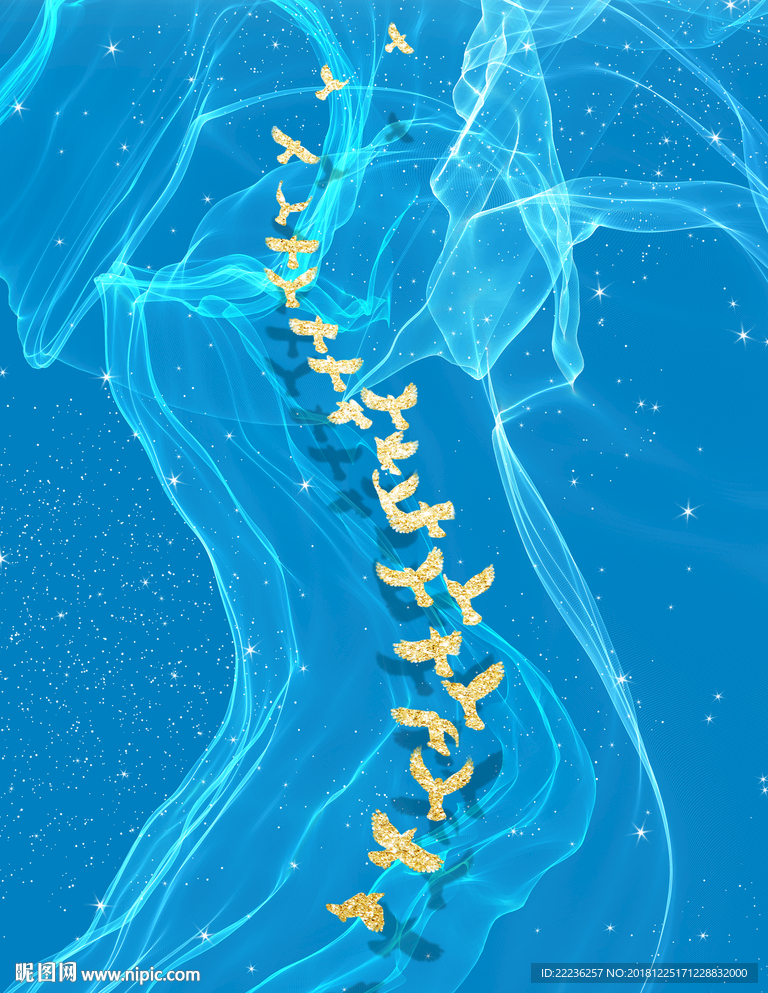 金丝鸟梦幻蓝色大海中国风装饰画