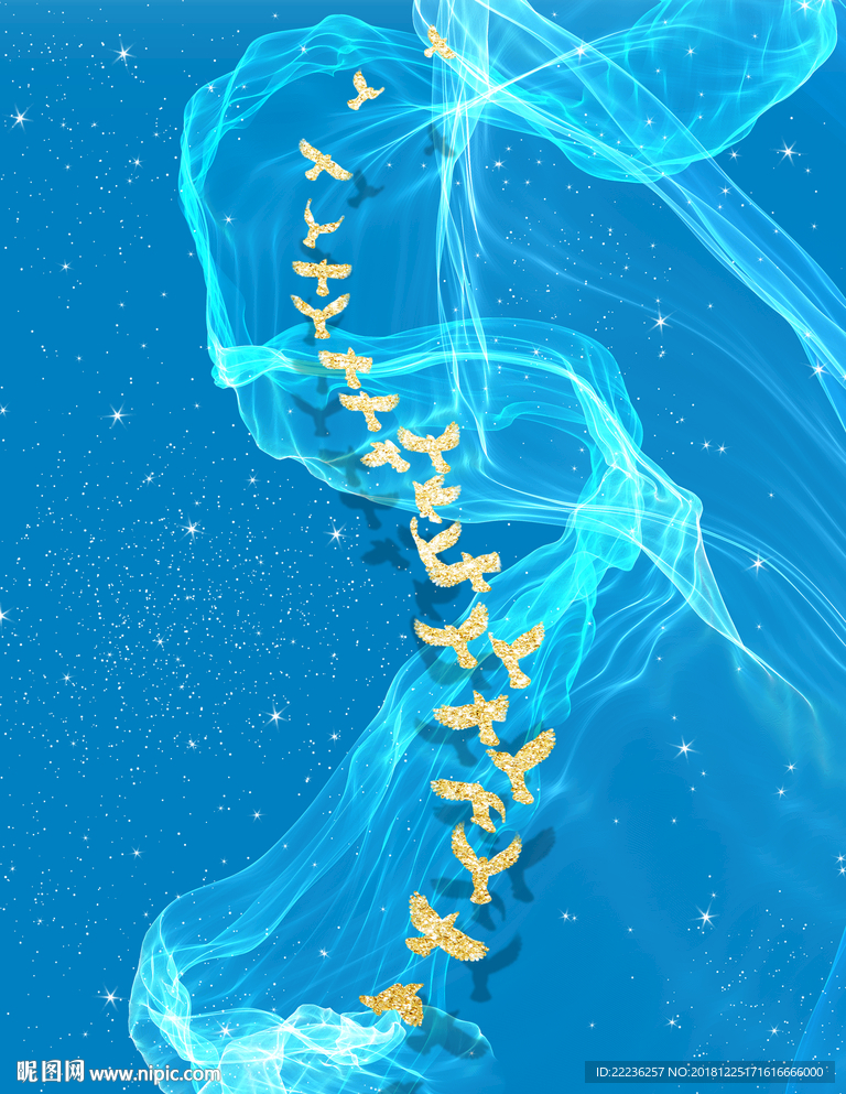 金丝鸟梦幻蓝色大海中国风装饰画