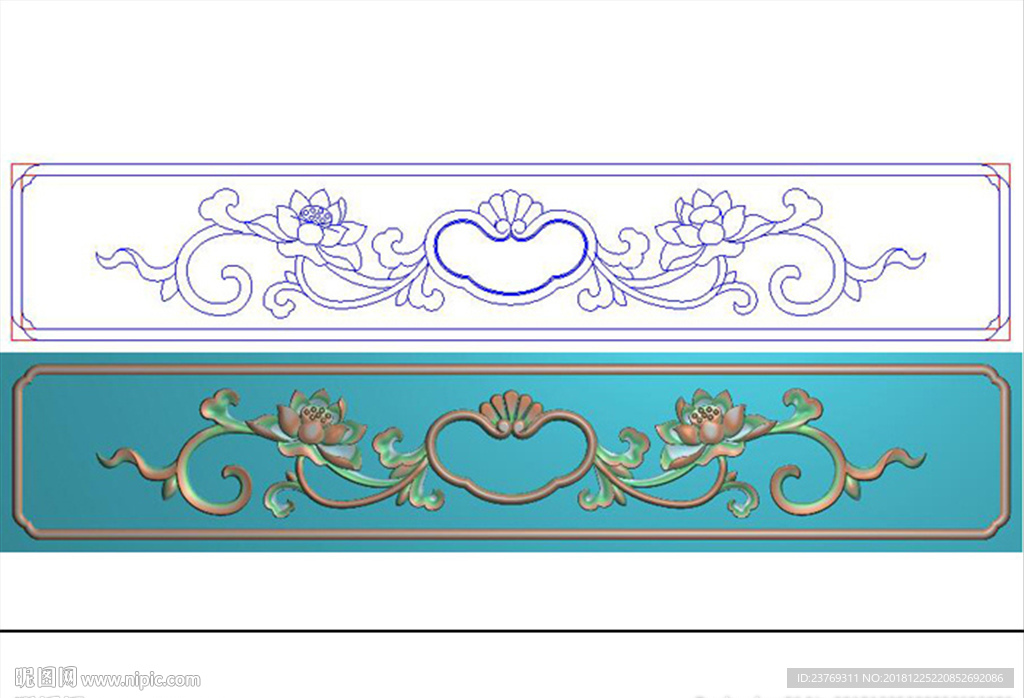 洋花莲花抽屉围板抽屉精雕图浮雕