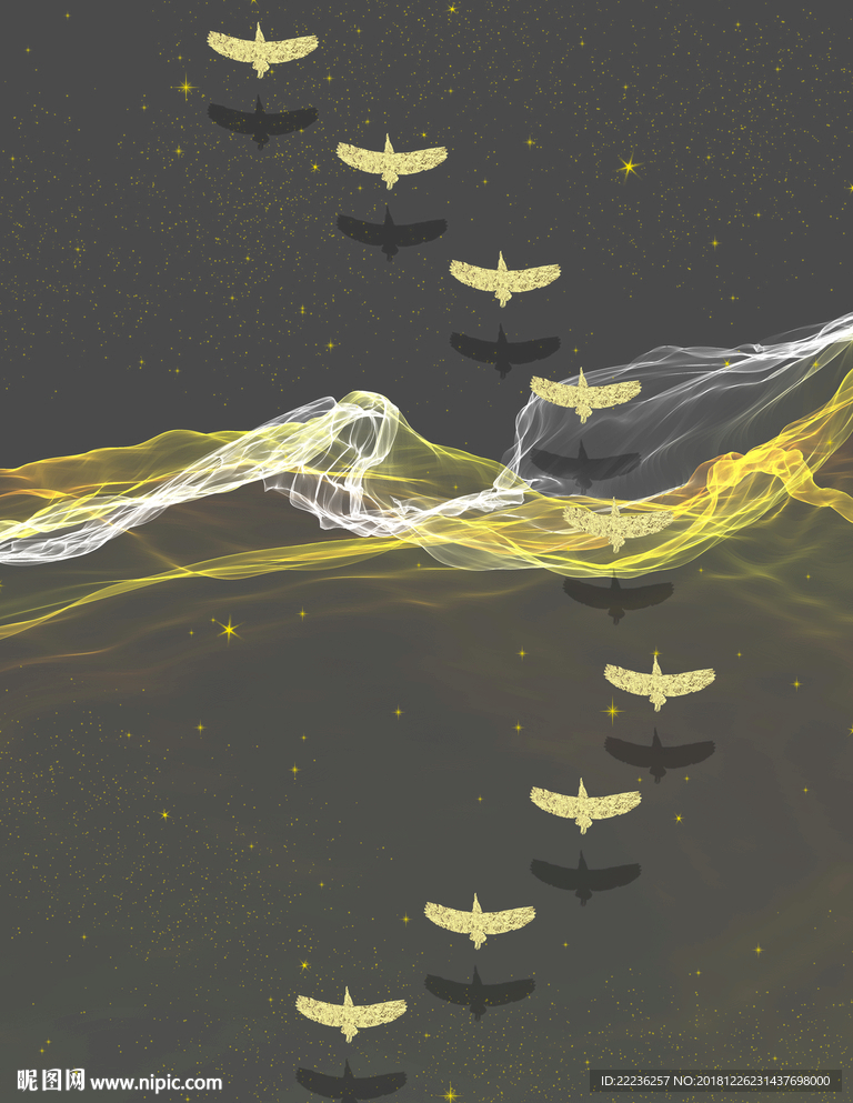 金丝线燕归来新中式冰晶装饰画