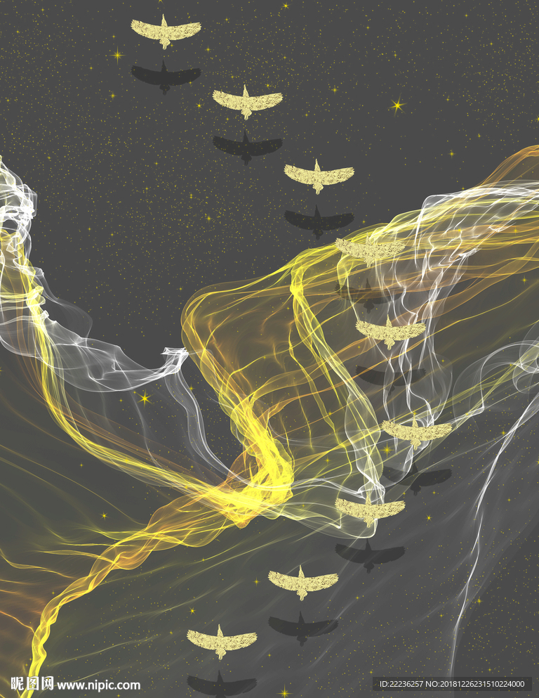 金丝线燕归来新中式冰晶装饰画