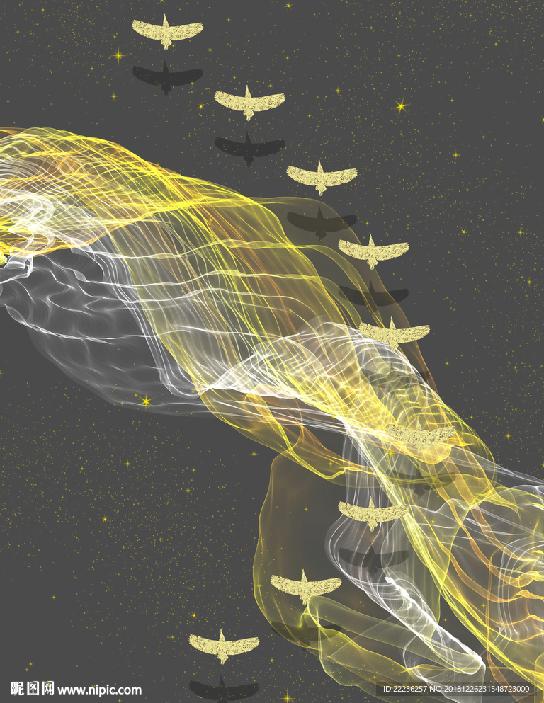 金丝线燕归来新中式冰晶装饰画