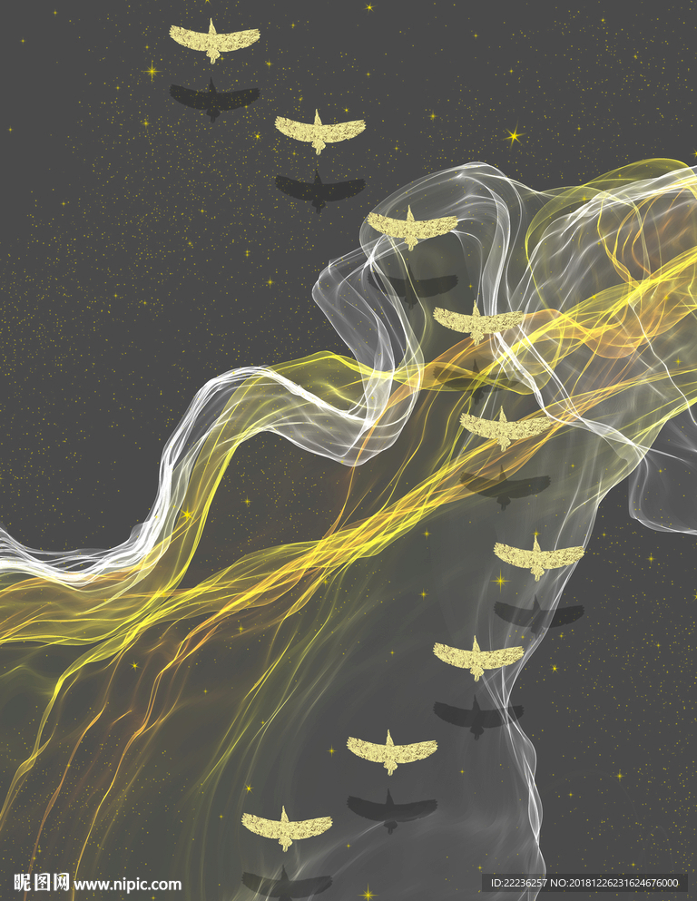 金丝线燕归来新中式冰晶装饰画