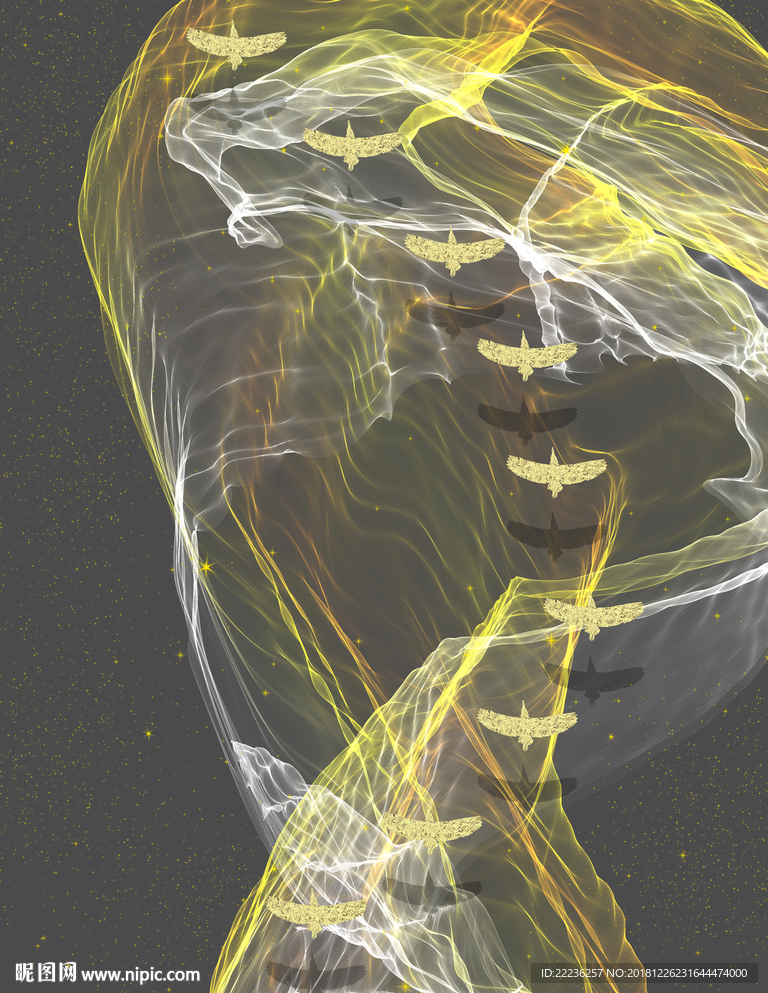 金丝线燕归来新中式冰晶装饰画