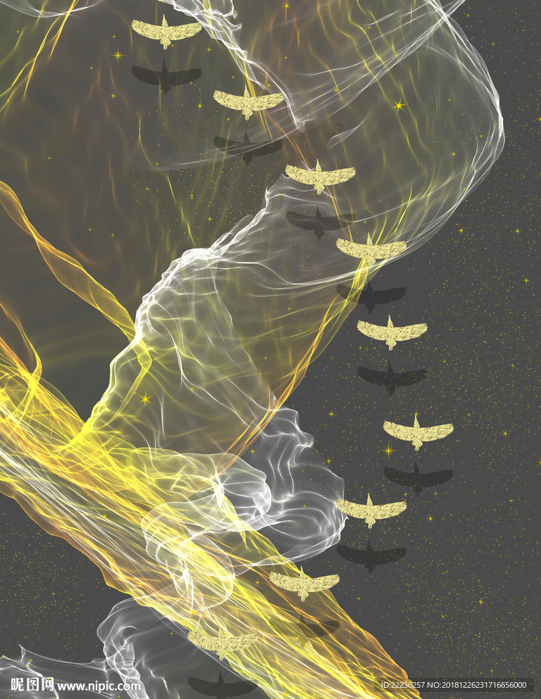 金丝线燕归来新中式冰晶装饰画