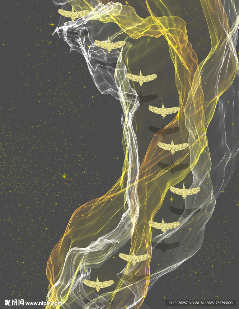 金丝线燕归来新中式冰晶装饰画