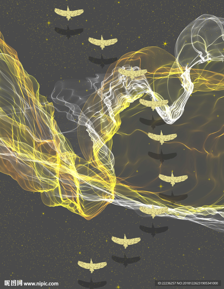 金丝线燕归来新中式冰晶装饰画