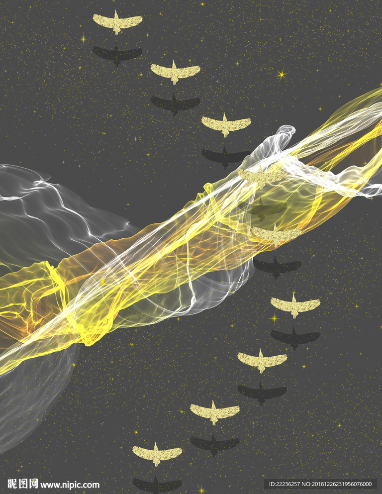 金丝线燕归来新中式冰晶装饰画