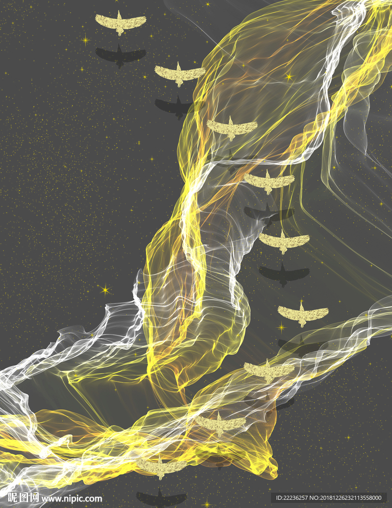 金丝线燕归来新中式冰晶装饰画