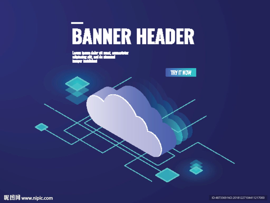 数据云存储技术等距图标服务