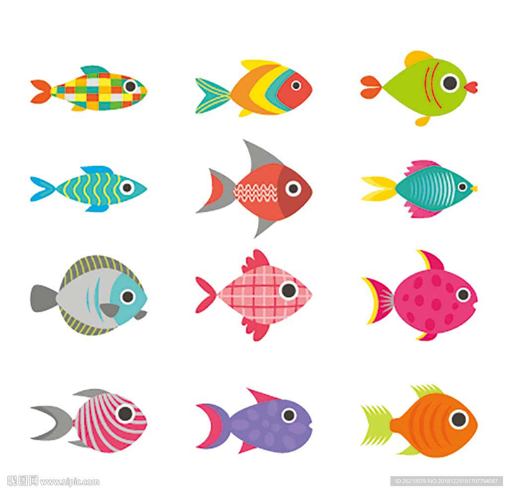 鱼手绘矢量卡通插画