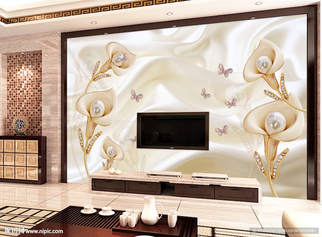 3d立体新款豪华客厅背景墙