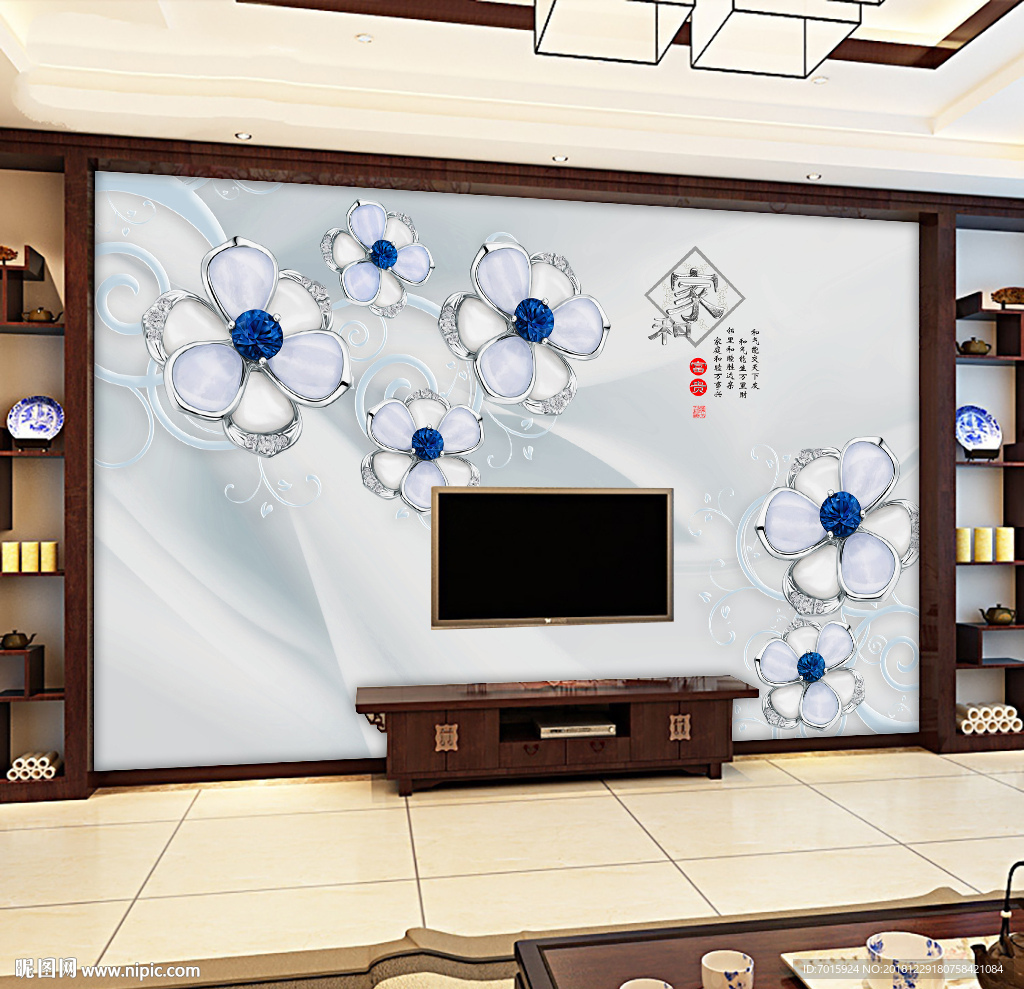 客厅背景墙 唯美简欧式