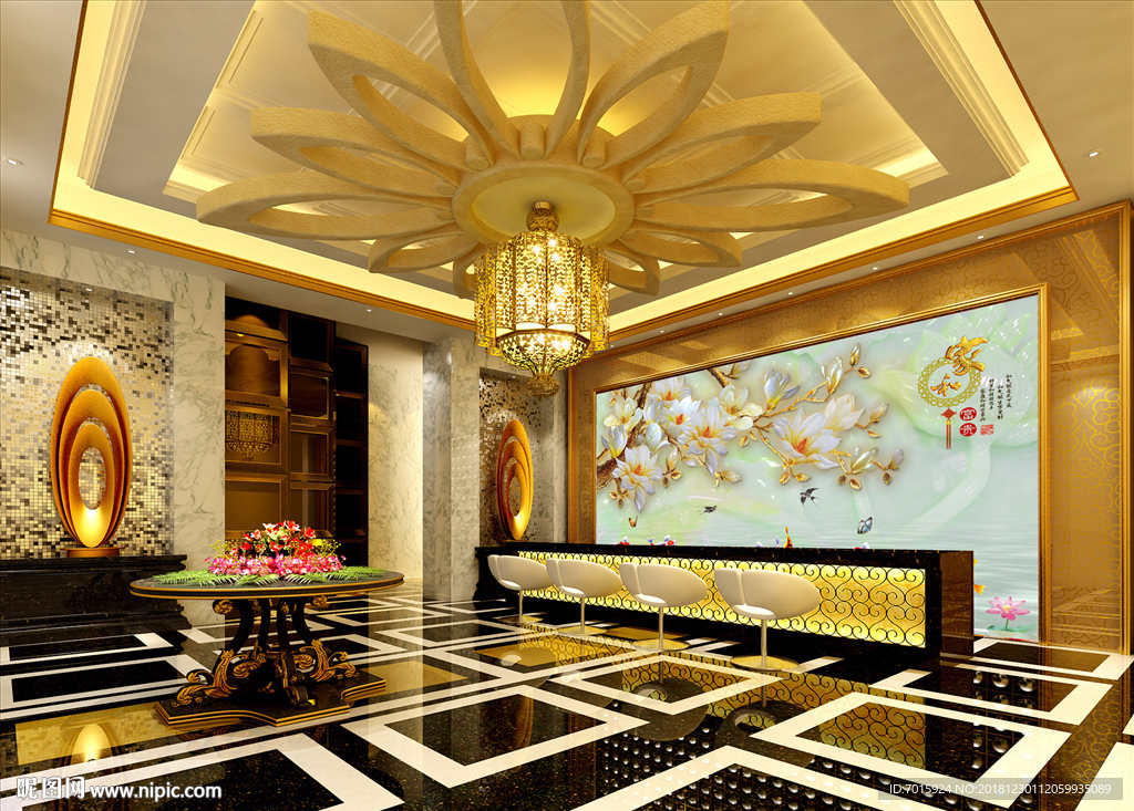 中式松树 中式玉雕 山水画