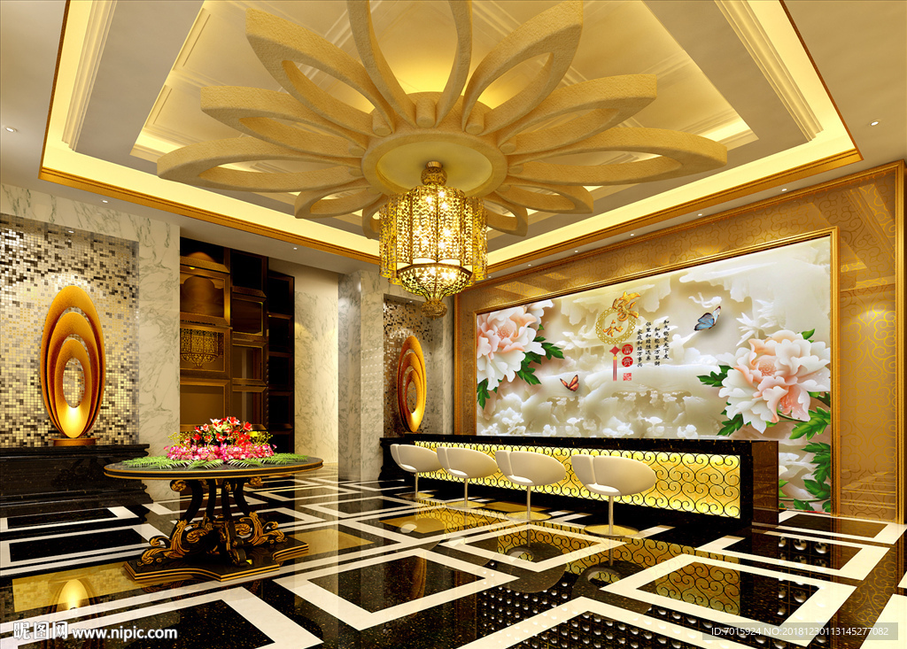 家和富贵 玉雕牡丹 富贵牡丹