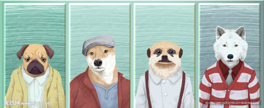 抽象手绘动物装饰画