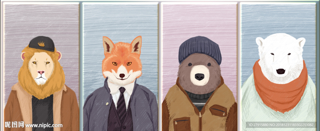 抽象手绘动物装饰画