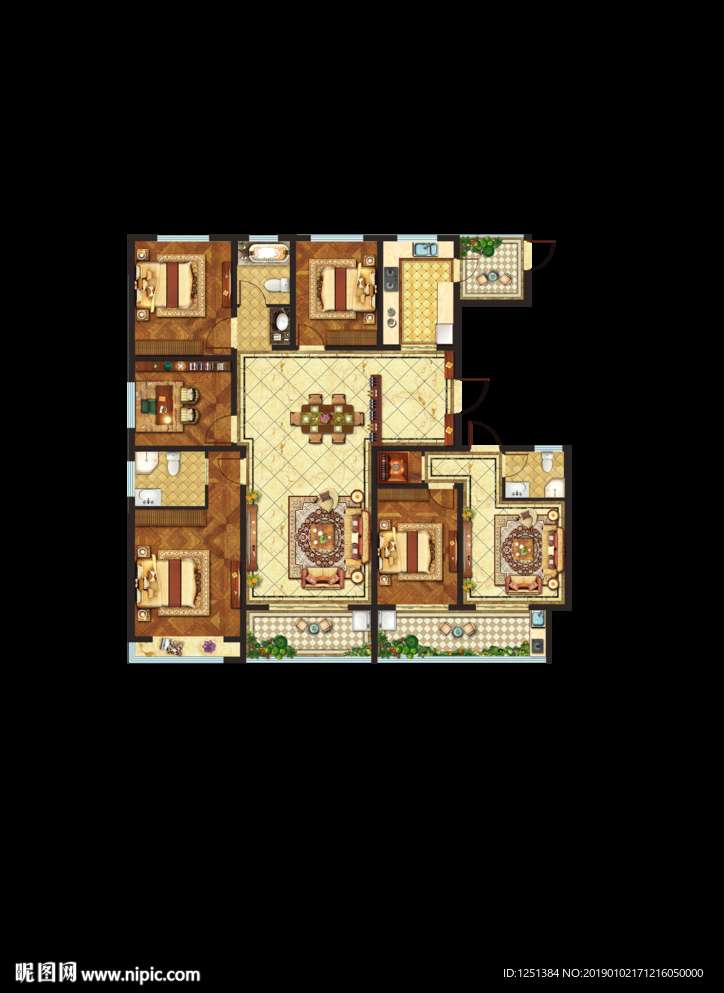 地产户型家具渲染