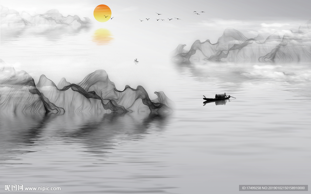 中式水墨画背景图片