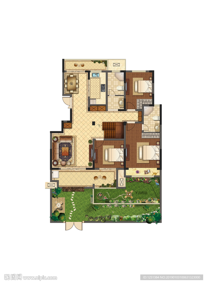 地产洋房户型渲染