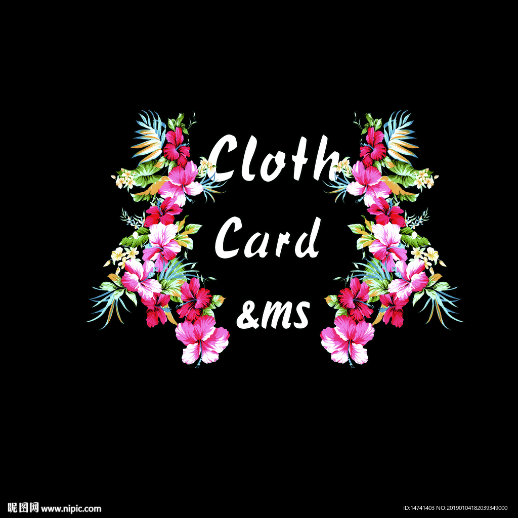 唯美彩绘花卉碎花时尚英文图案设