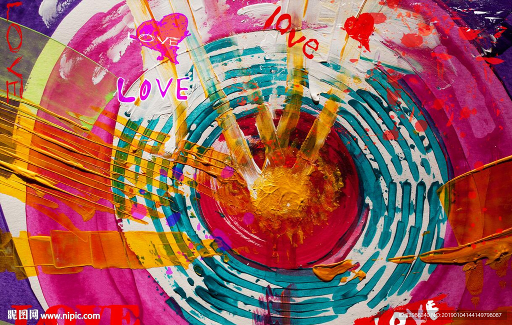 抽象油画涂鸦装饰画背景墙