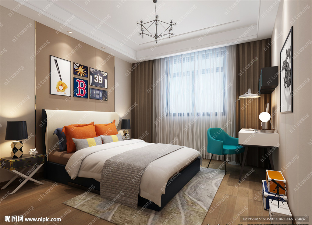 现代儿童房集成墙面模型效果图