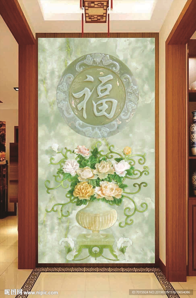 玉雕花瓶 玉雕荷花 兰花