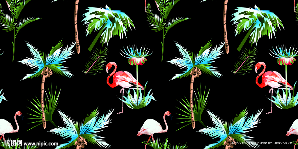 火烈鸟 椰树 大牌男装