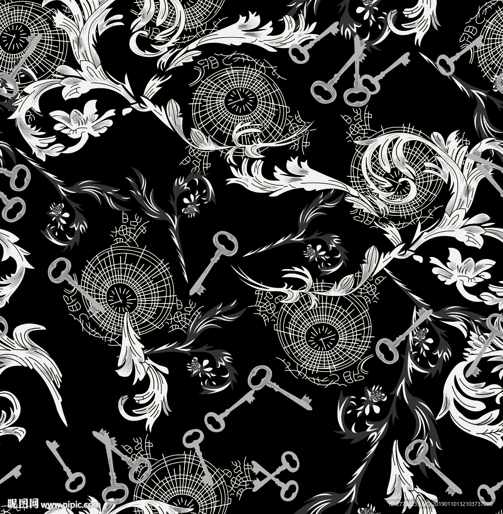 大牌男装 钥匙 锁匙 黑白图