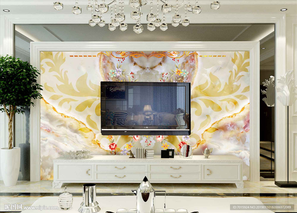 大理石背景墙 工装背景墙 淡雅